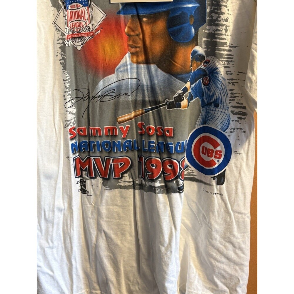 Vintage 1998 Sammy Sosa NL MVP Home Run Tour T-Shirt MLB Chicago Cubs XL - Picture 2 of 16